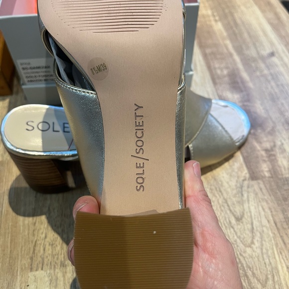 Sole Society Ganezah Gold Fusion Amazon Metallic Nappa Leather Slides - NIB - Picture 5 of 10